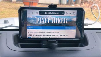 Picture of a Rugged Ridge Phone Mount Review Jeep JK JKU Installed